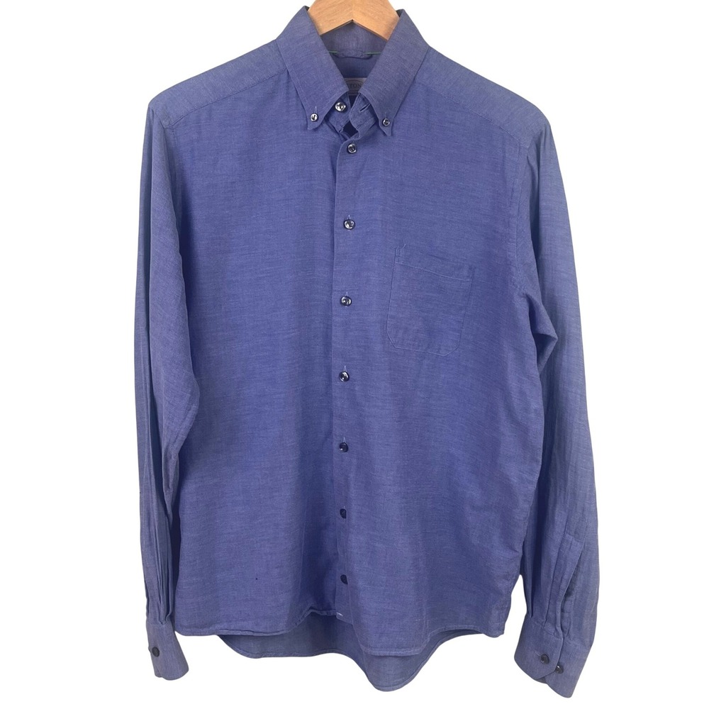 Eton Contemporary Blue Long Sleeve Button Collar Shirt Size Medium Preppy